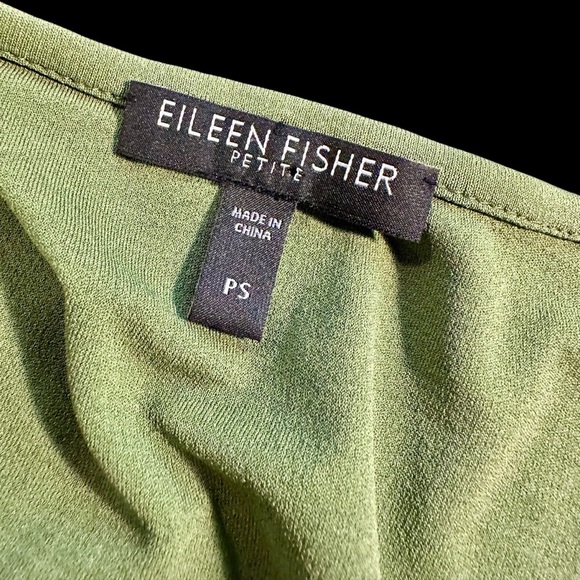Eileen Fisher 100% Silk ‘Balletneck Cap Sleeve Top’ in “Edamame” Green Size SP - Picture 2 of 14